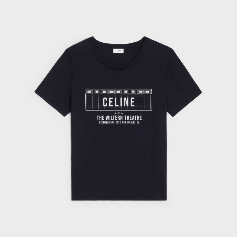 T-shirt Celine Wiltern In Bavlnene Jersey Čierne Biele | CL-592772