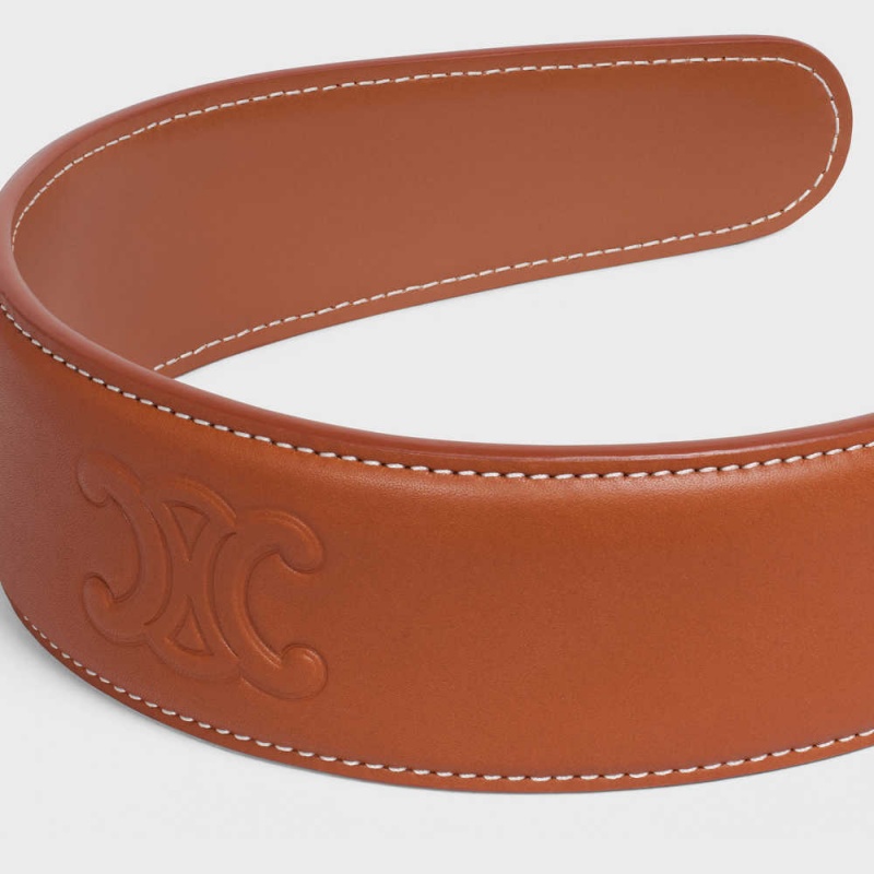 Vlasové Doplnky Celine Cuir Triomphe Headband In Calfskin Kozene Hnede | CL-592332