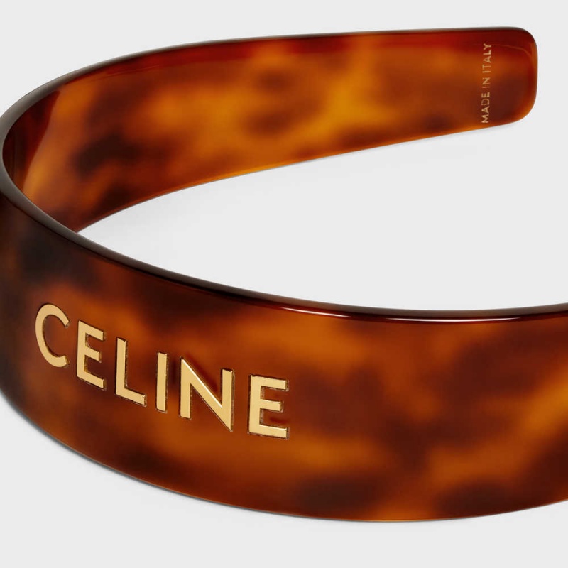 Vlasové Doplnky Celine Headband In Blond Havana Acetate And Brass With Gold Finish Zlate | CL-592337