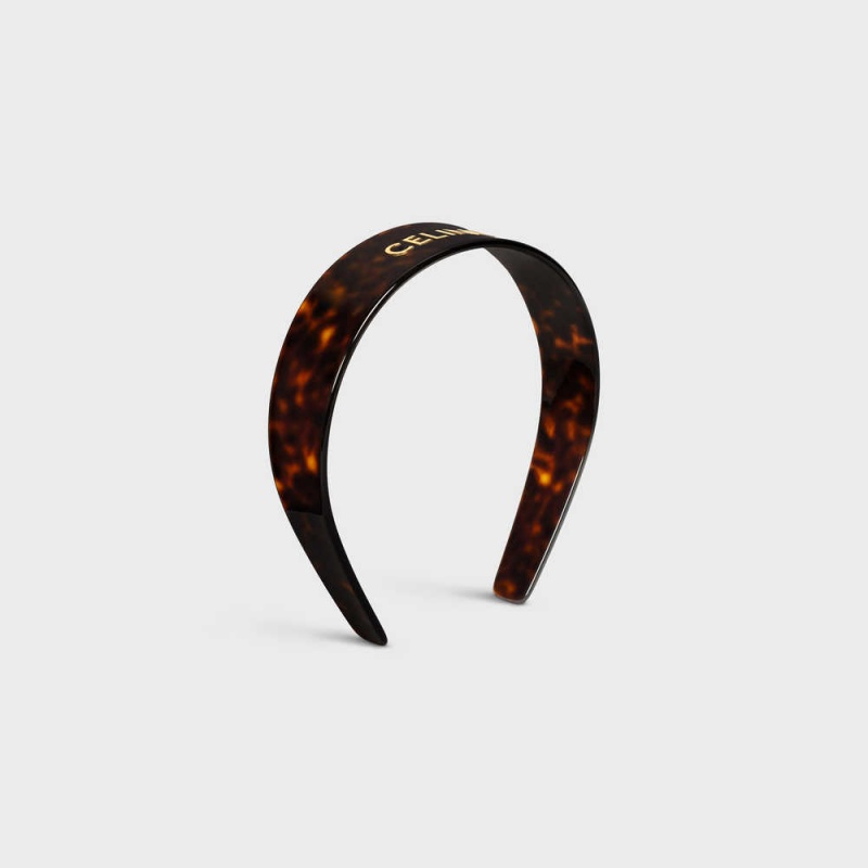 Vlasové Doplnky Celine Headband In Dark Havana Acetate And Brass With Gold Finish Zlate | CL-592336