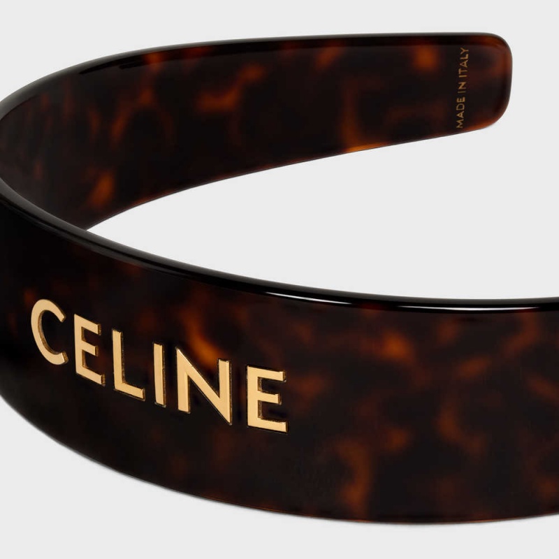 Vlasové Doplnky Celine Headband In Dark Havana Acetate And Brass With Gold Finish Zlate | CL-592336