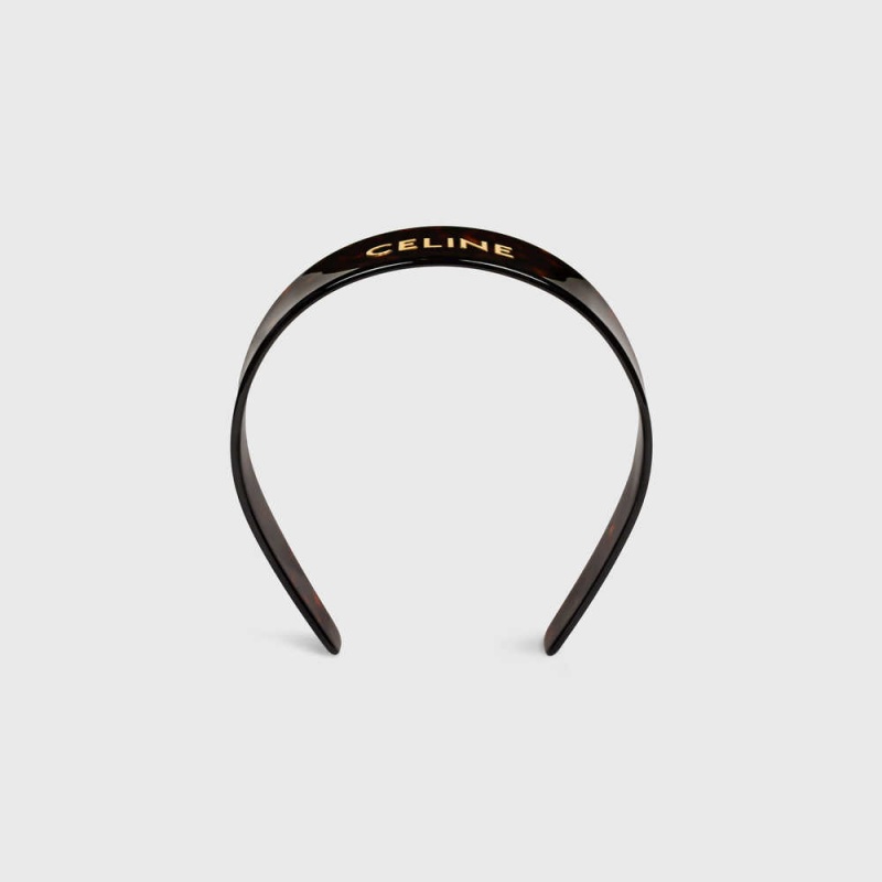 Vlasové Doplnky Celine Headband In Dark Havana Acetate And Brass With Gold Finish Zlate | CL-592336