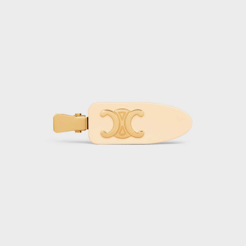 Vlasové Doplnky Celine Triomphe Balerinky Hair Clip In Vanilla Acetate And Brass With Gold Finish And Steel Svetlo Žlté Zlate | CL-592323