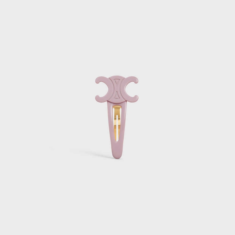 Vlasové Doplnky Celine Triomphe Large Snap Hair Clip In Acetate And Steel With Gold Finish Ruzove Zlate | CL-592315