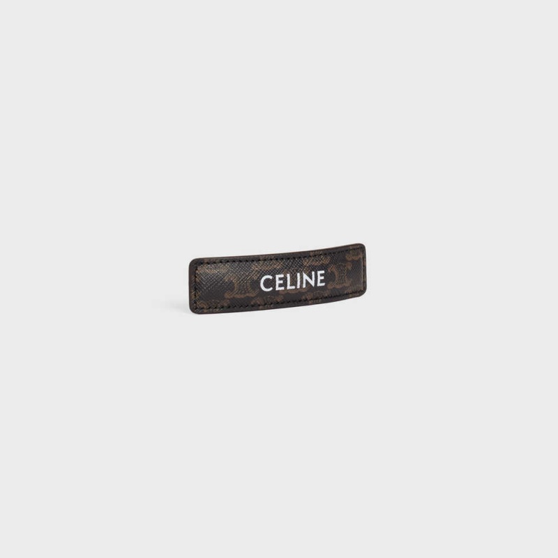 Vlasové Doplnky Celine Triomphe Platene Hair Clip In Calfskin Zlate Hnede | CL-592334